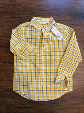 Janie and Jack Yellow Plaid Button-Down Shirt with Blue Accents
